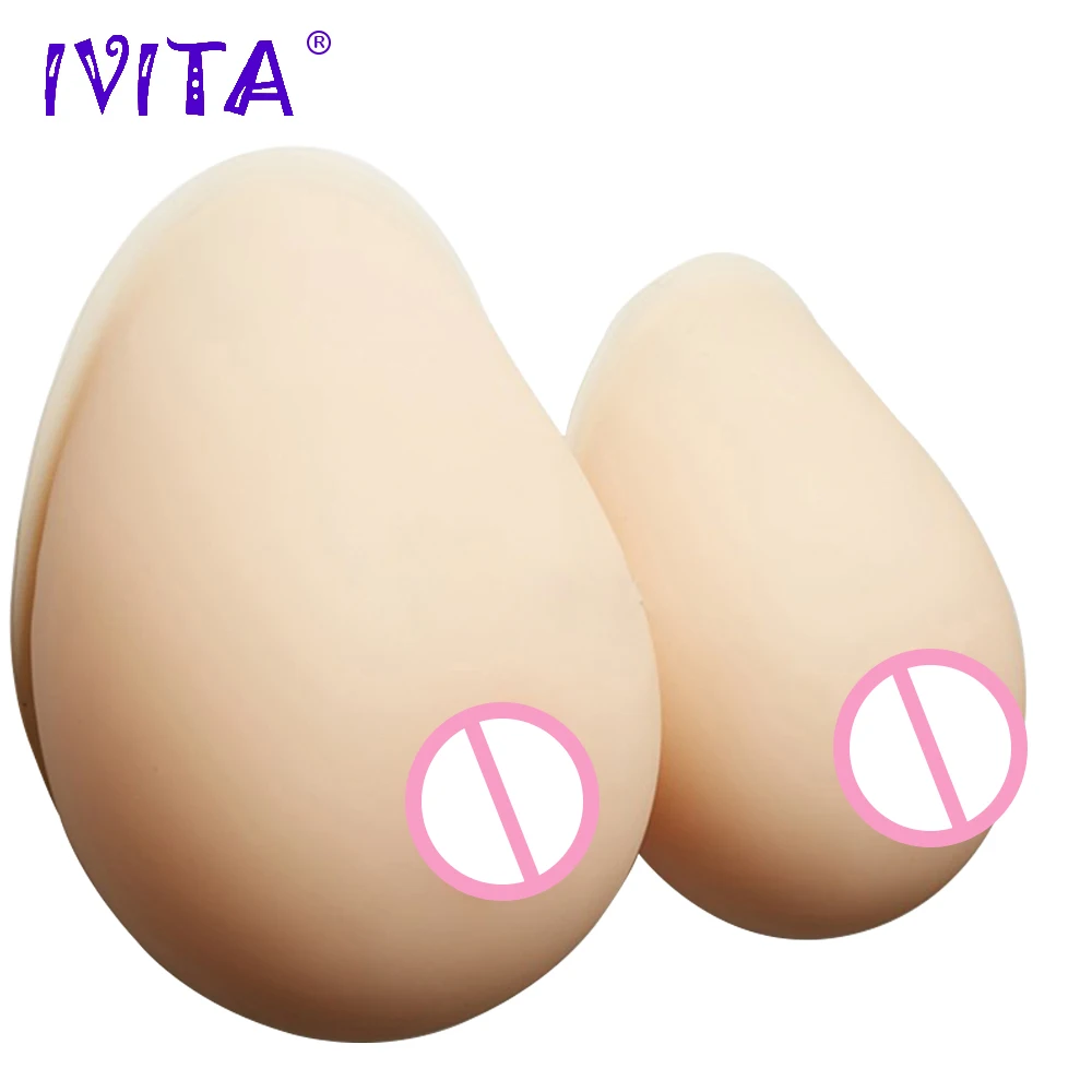 

IVITA 800g White Silicone Breast Forms Prosthesis Fake Boobs Enhancer Super Soft Lifelike Mastectomy For Crossdresser Drag-Queen