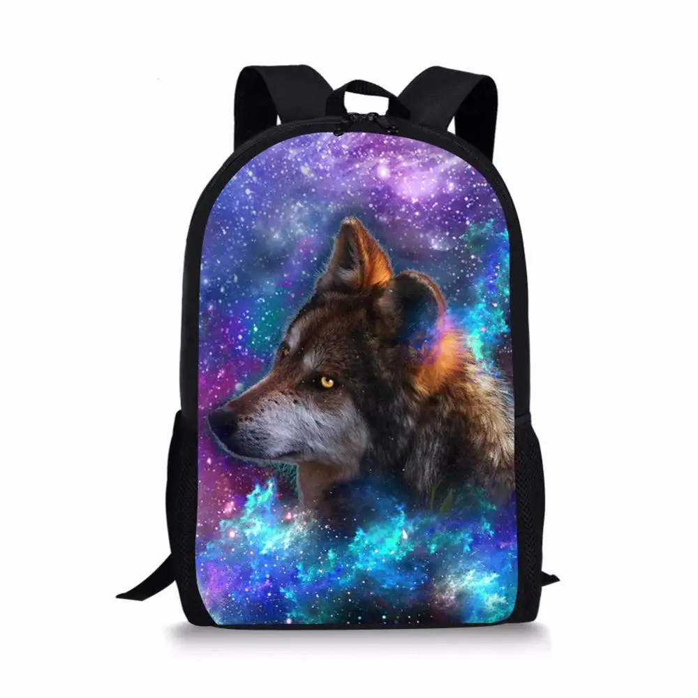 TWOHEARTSGIRL Galaxy Star Wolf Детские рюкзаки для подростков мальчиков школьный рюкзак студенческий Детский рюкзак Mochila - Цвет: CC3198C