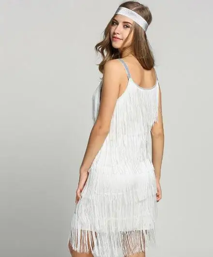 Tassels Women Glam Gatsby Costume with Fashion Party waistband Fringe Straps Dress Flapper Patchwork 4