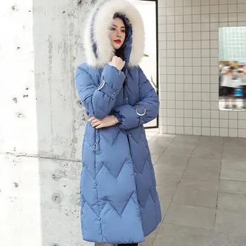 

2019 Faux Fur Long Parkas Winter Women Down Jacket Plus Size 3XL Thicken Outerwear Hooded Winter Coat Female Jacket plus size