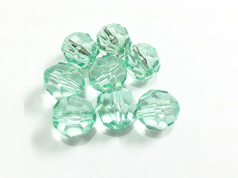 

(Choose Size First) 10mm/12mm/14mm/16mm/18mm/20mm Mint Green Transparent Big Faceted Acrylic Beads