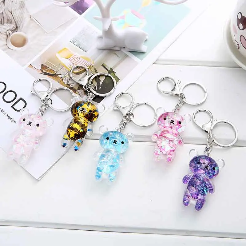 

Bear Powder Moving Liquid Key Ring fantasy keychain Glitter Quicksand Star Keychain Car Key Pendant Creative Birthday Gift