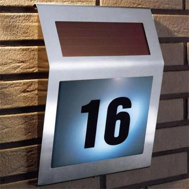 

Solar Powered Led light Stainless Steel 3 LED Doorplate Lamp House Number and Letters Light