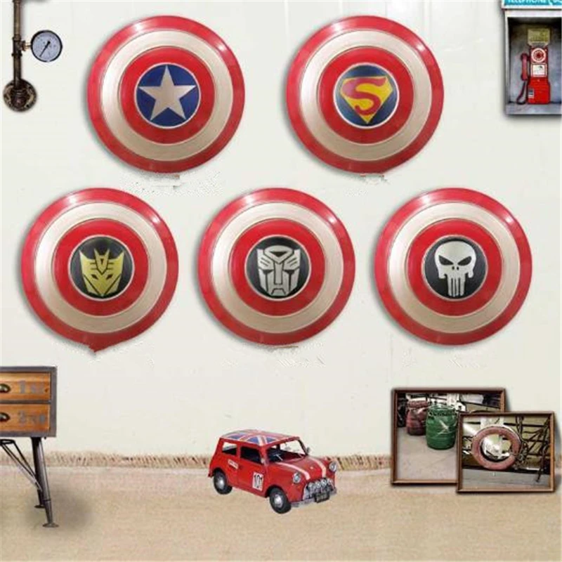 Halloween Cosplay Captain America Frank Castle Industrial Windshield Shield Vintage Wall Bar Decoration Men and Women Applicable