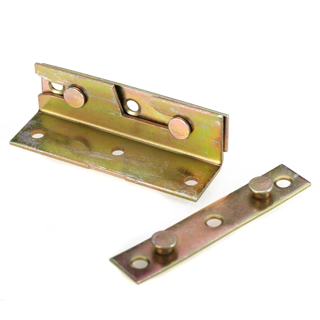 Mayitr 4 Set Brass Bed Bracket Tone Furniture Wood Bed Rail Bracket Fitting Snap Connectors For Home Furniture Tool