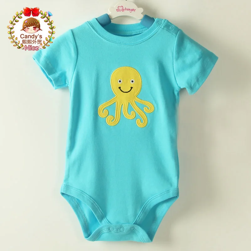 Baby Boy Short Bodysuit Summer Style NEW Blue Octopus Shoulder Buckle Toddler Cheaper Clothing 12m 18m |