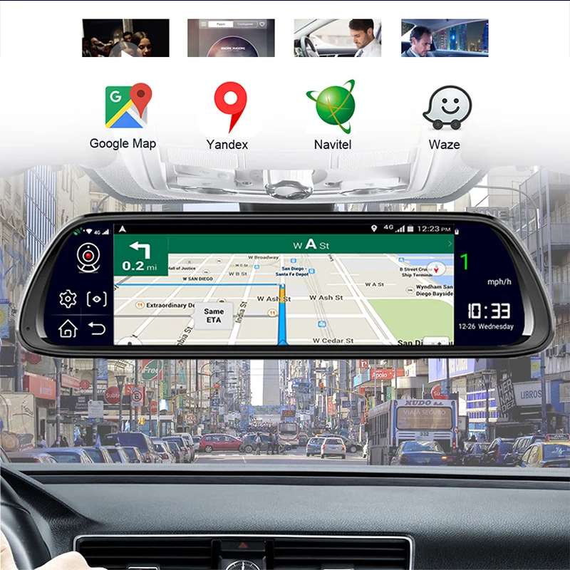 Android 8 1 Автомобильное зеркало заднего вида DVR камера GPS навигация FHD