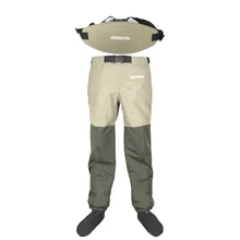 Outdoor Fly Fishing Waders Waist Pants with Waistband Waterproof Breathable Chest Hunting Wading Pants Belt Clothes For Shoe