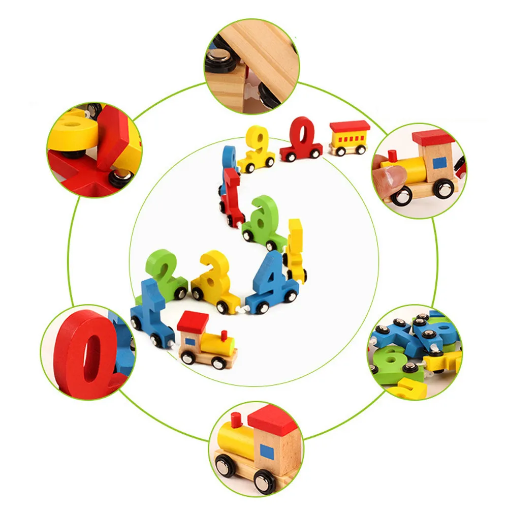 Kids Baby Wooden Train Wooden Number Learning Educational Toy Kids Baby Wooden education baby toys Children Christmas Gift