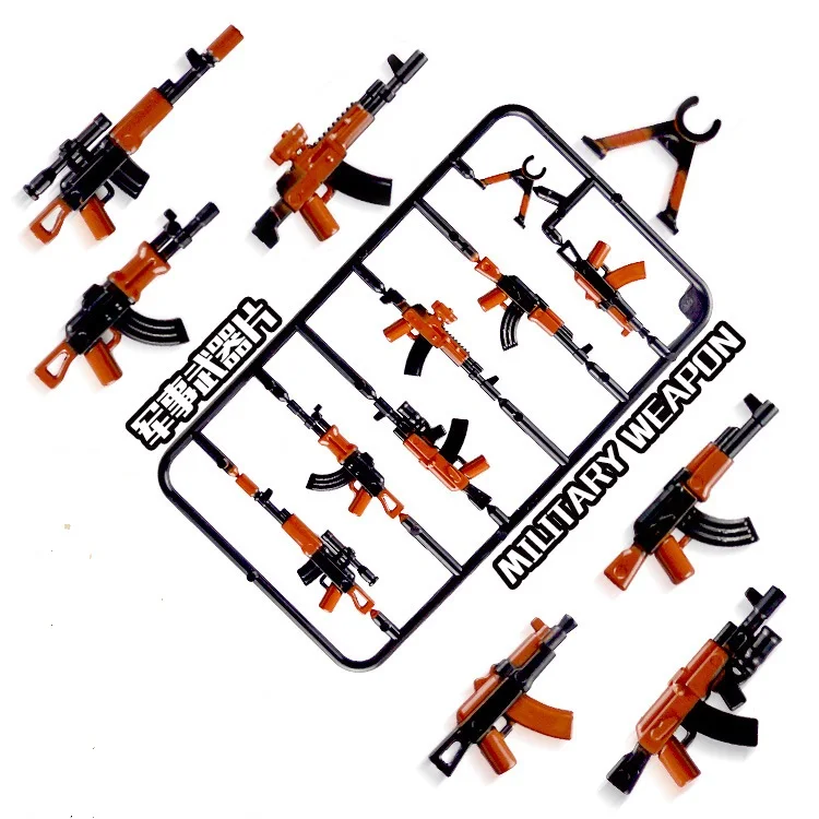 10 лотов (6 шт/лот) Военная серия AK оружие пушки кирпичи части в стиле армии полиции блок пистолет строительные блоки модели игрушек