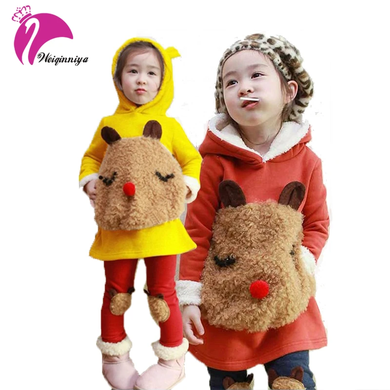 

2017 Tracksuit For Girls Kids Clothes Sports Suit For Winter Clothing Set Girls Clothes Plus Velvet Cute Design Free Shipping