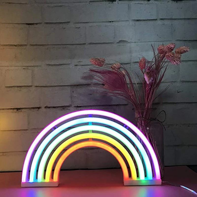 Cute Rainbow Neon Light Signs LED Rainbow Decor Light for Girls Bedroom Neon Lamp Wall Decor Christmas Gift Party Neon Bulb Tube (5)
