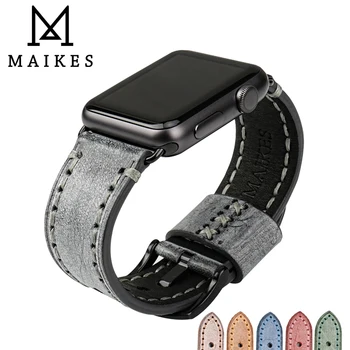

MAIKES Vintage Leather Strap For Apple Watch 44mm 40mm / 42mm 38mm Series 4 3 2 1 All Models iWatch Watch Band Bracelet