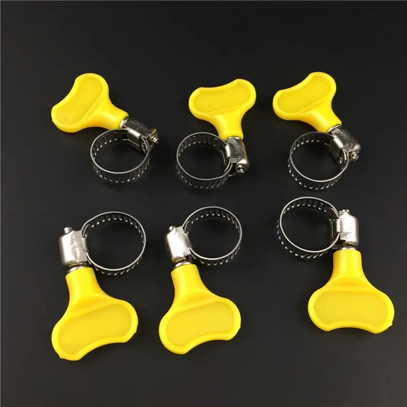 6 pclot Homebrew Pipe Clamp Fit 6mm O.D ~ 44mm O.D Tube Plastic Handle Stainless Steel butterfly Hose Clamp (17)