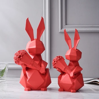 

Nordic Modern Creative Resin Animal Statues Geometry Rabbit Shape Arts Crafts Home Decoration Furnishing Articles Wedding Gifts