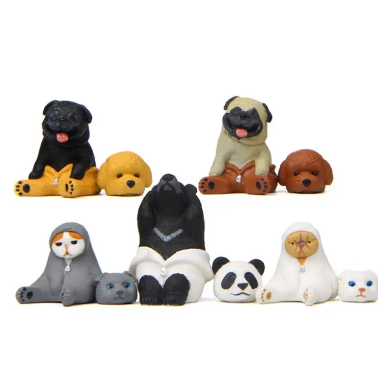 1 Pc Creative Animal Action Figure Toy Panda Bear cat dog Model Doll Ornament Micro landscape doll gift-1