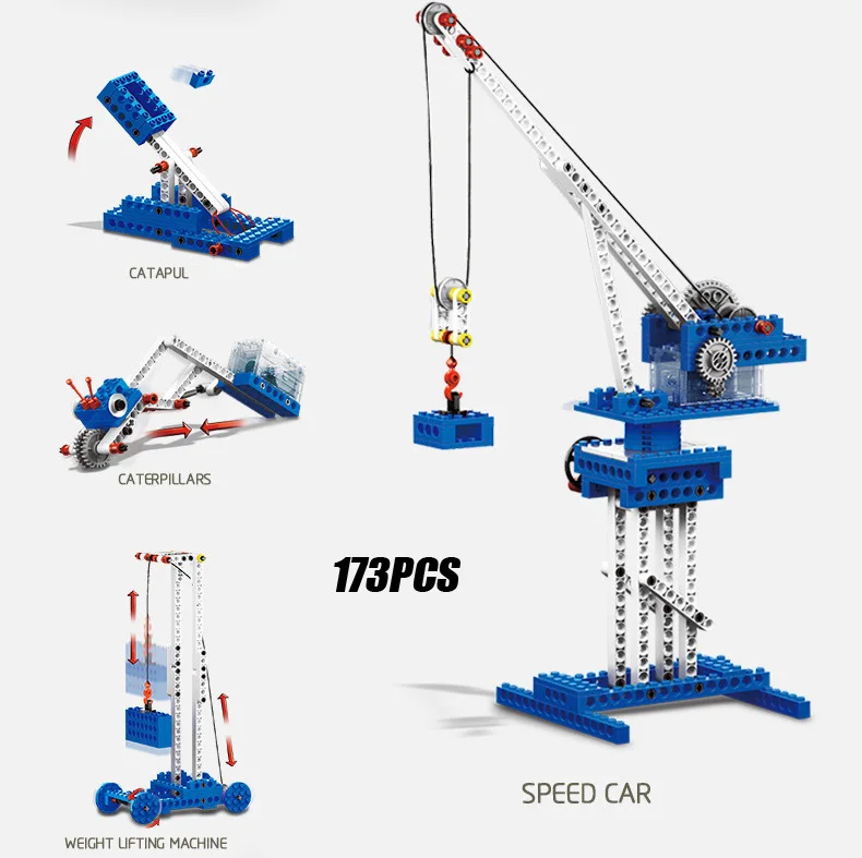 

Hot technics 4in1 crane building block with light jack Caterpillar catapul bricks educational toys with light for children gifts