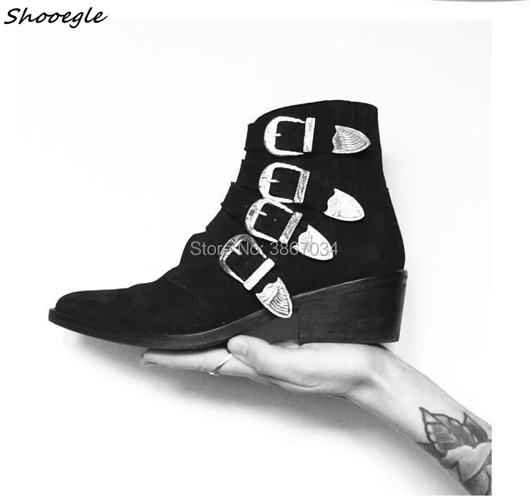SHOOEGLE/Новинка; Брендовая обувь в стиле панк; женские ботильоны с ремешком и пряжкой; Ботинки Martin на не сужающемся книзу массивном каблуке; женская уличная обувь в британском стиле