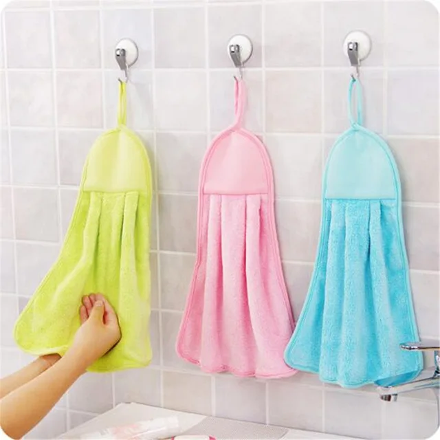 

Clean Hearting Hand Towel Plush Nursery Hanging Kitchen Bathroom Thick Soft Cloth Wipe Towel Cotton Non-oil-Stick Dish Washing