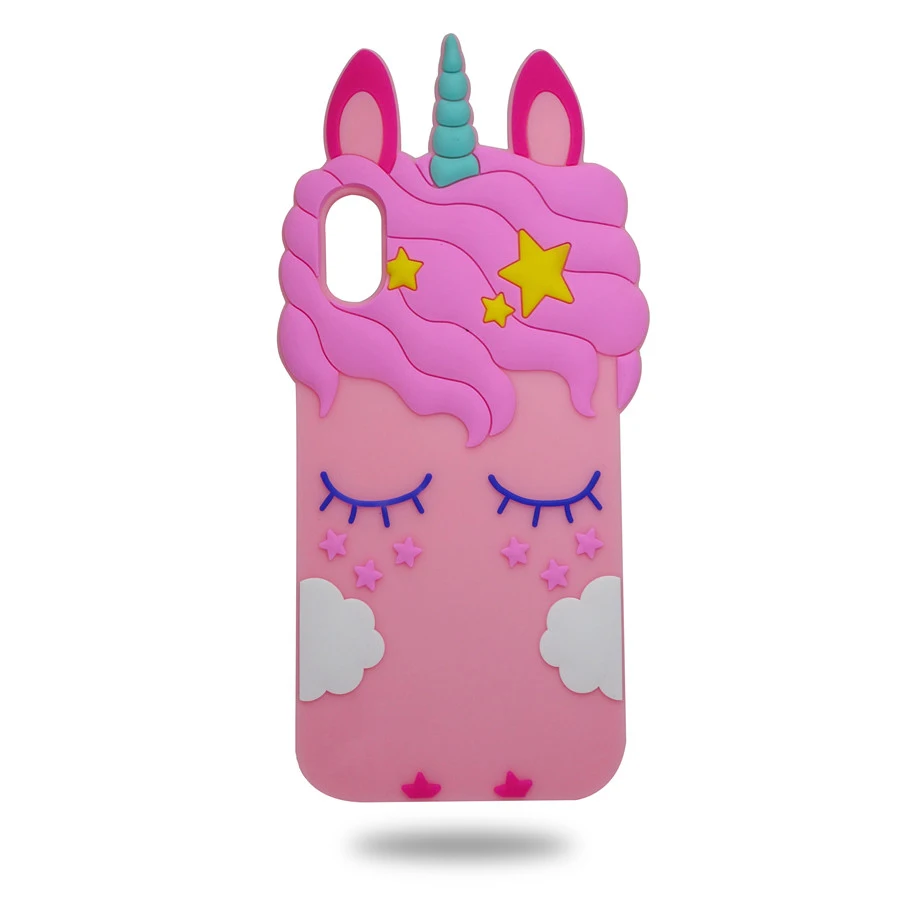 Cover For Iphone X cute 3D Cartoon Eyelash unicorn horse Soft Silicone Case iPhone Phone case |