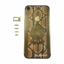 For iPhone 7 4.7″ 24K 24KT 24CT Gold Indian Diamnond Crystals Back Cover Housing Middle Frame Replacement with LOGO&Buttons