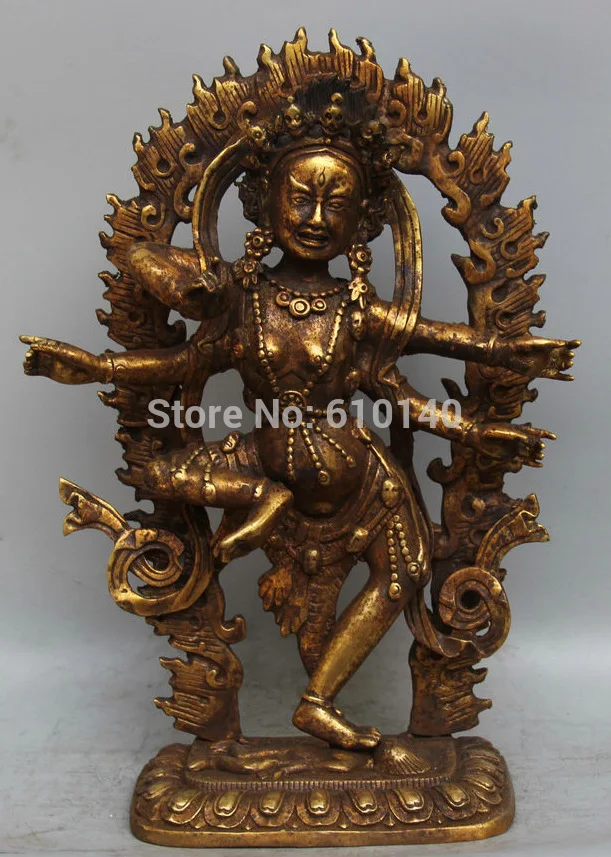 

12" Tibet Buddhism Bronze Gild 4 Arms Vajrayogini Vajravarahi Statue Sculpture