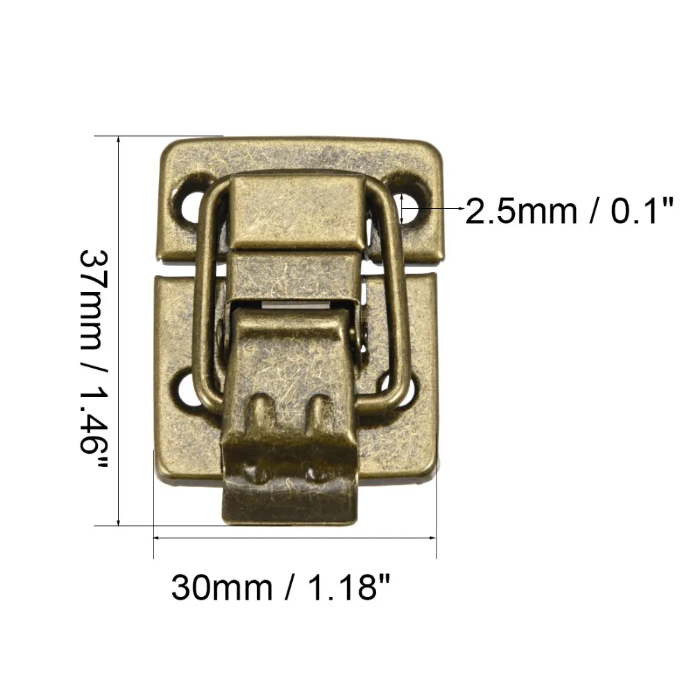 Uxcell 4 шт. 13 размеров защелка коробки чемодан Засов защелка крюк Подвеска для мебели застежка замок античная латунь Деревянный чехол Винтажный стиль Декор