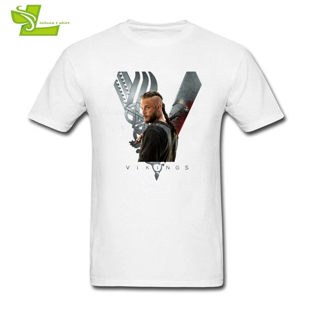 Футболка Ragnar Lothbrok Vikings Мужская модная тенниска свободного покроя с круглым
