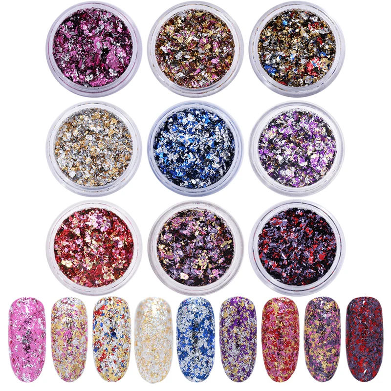 

Nail Sequins Shiny Pink Gold Purple Mixed AB Colors Irregular Nail Flakes Glitter Sequins Nail Art DIY Design Decoration