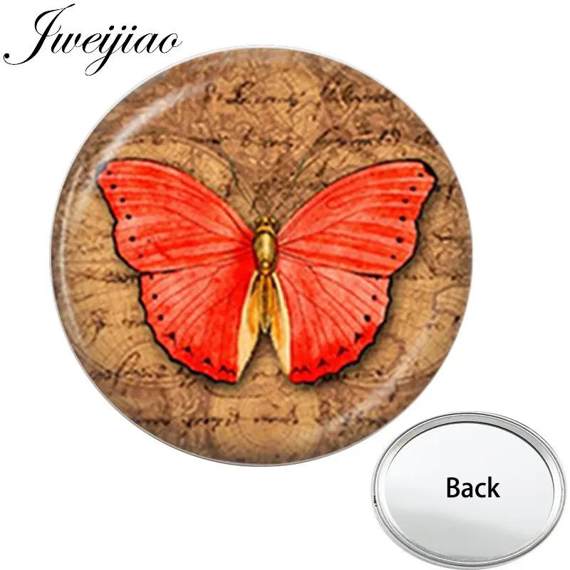 JWEIJIAO LOVE Butterfly милый односторонний Плоский Мини карманный зеркальный косметический кошелек для путешествий зеркальный уникальный подарок для женщин - Цвет: D1261