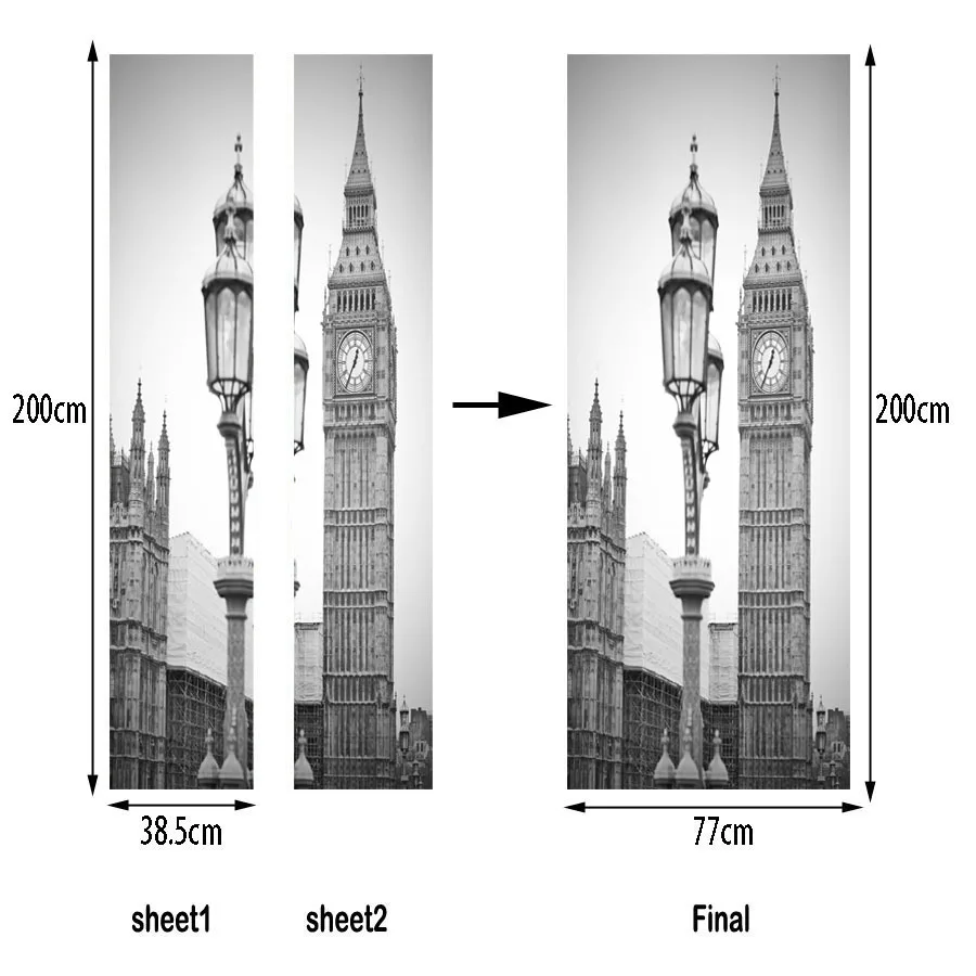 Городской пейзаж стены двери стикер современные города Нью-Йорк наволочки с принтом Лондона и Биг-Бена самоклеющиеся наклейки на обои водонепроницаемый декор мебели