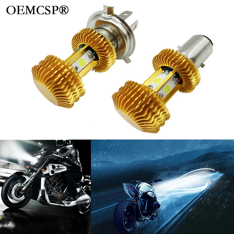 H4 BA20D HS1 LED Motorcycle Headlight H6 12V 80V 15W 1400LM High Quality Moto Light Chip