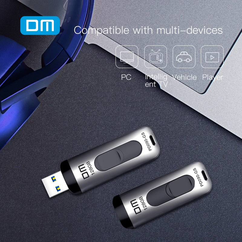  DM PD090 256GB USB Flash Drive 128GB Metal 64GB Pendrive USB 3.0 Memory Stick 32GB pen Drive Real C