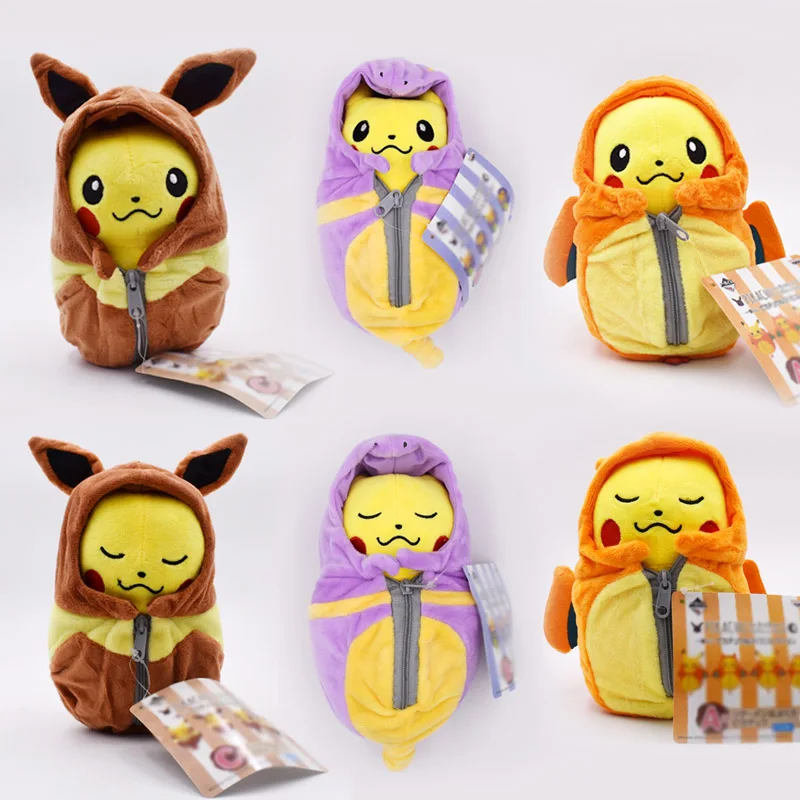 

6 Styles Cartoon Plush Pikachu Cosplay Charizard Eevee Ekans Sleeping Bag Plush Toys Cartoon Fashion Toys Plush Dolls 20cm