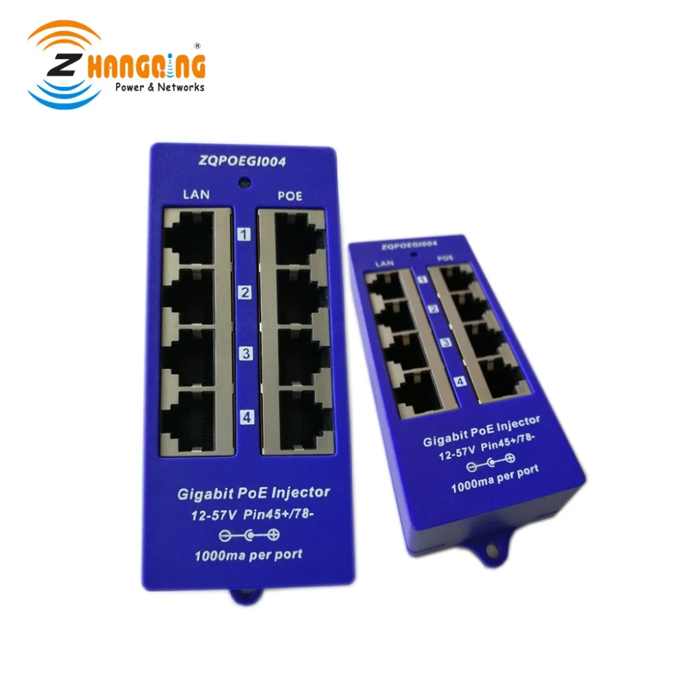 

4 Port Gigabit PoE Injector For Surveillance Camera 802.3af PoE Power Injector