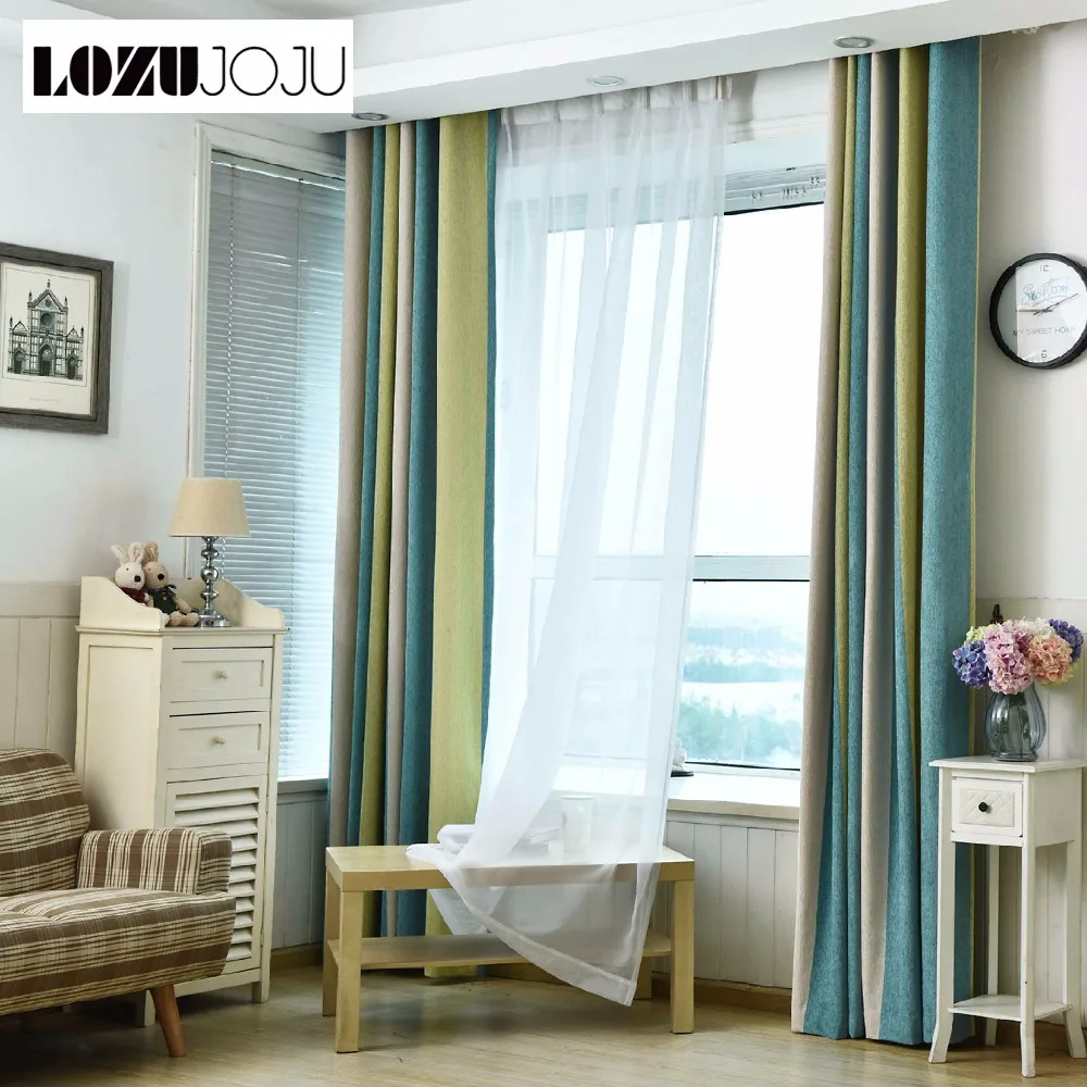LOZUJOJU 1 piece Stripe green curtains shading blackout thread design for living room bedroom windows customize heavy | Дом и сад