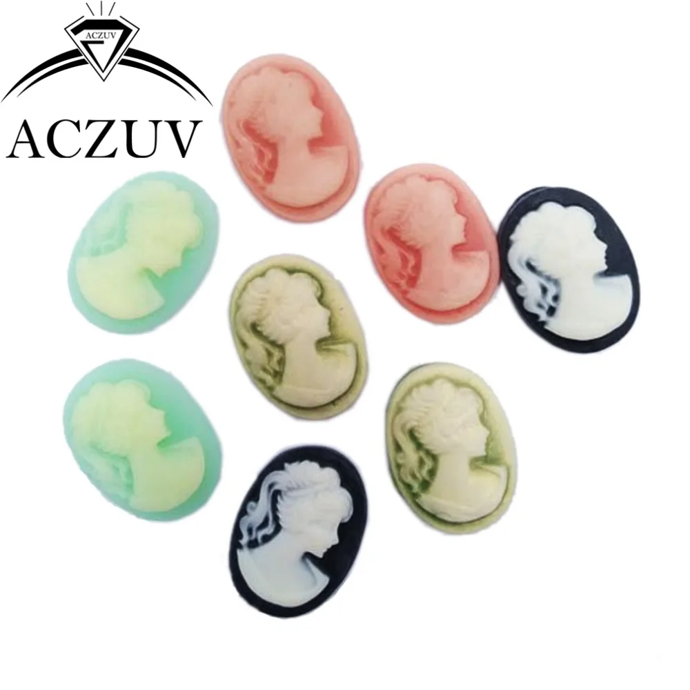 

Flat Back Oval Cameo Cabochon Lady 13x18mm Resin Beauty Head Beads For Base Blank Settings Jewelry DIY