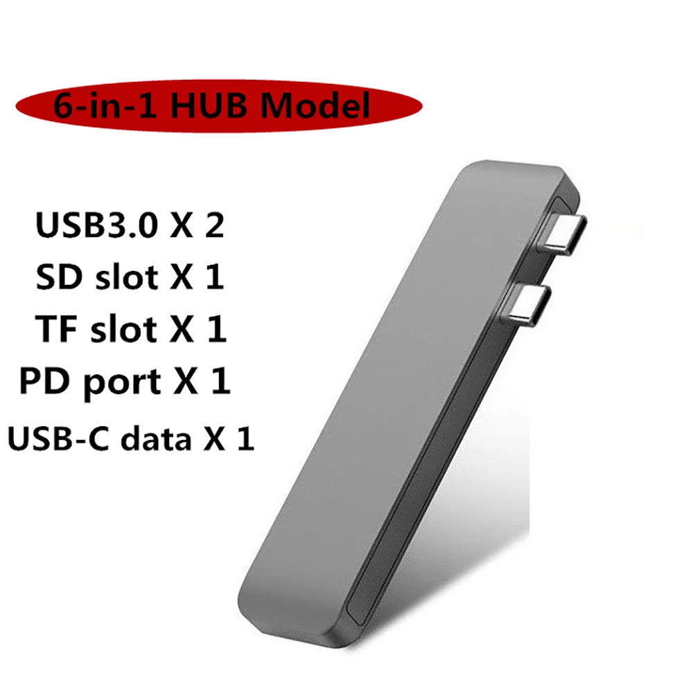 Usb c концентратор Thunderbolt 3 USB3.0 type c к HDMI 4 K/2 K@ 30Hz 100W 3A PD Быстрая зарядка APPLE для MacBook Pro2018/ аксессуары - Цвет: 6 in 1