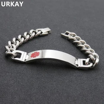 

12mm Medical Alert Logo Bracelet Stainless Steel ID Bracelet For Man Woman Fashion Gift DIY Logo Jewelry