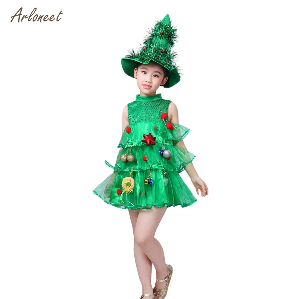 ARLONEET/детская одежда для девочек; платье с рождественской елкой; игрушка Магический жезл; костюм+ шляпа; рождественские вечерние комплекты одежды