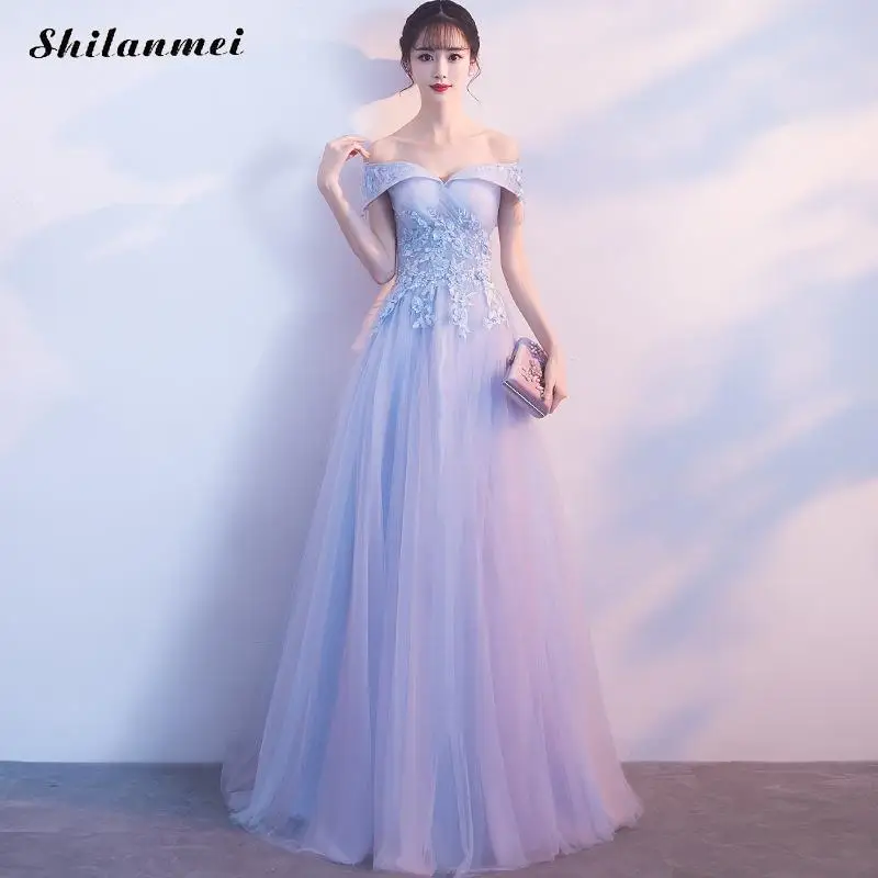 2019 Elegante Hoge Taille Vrouwen Lange Avond Party Dress Sexy Slash Neck Blue Maxi Jurk Vrouwelijke Plus Size Backless Jurken 3XL 2019 Elegante Hoge Taille Vrouwen Lange Avond Party Dress Sexy Slash Neck Blue Maxi Jurk Vrouwelijke Plus Size Backless Jurken 3XL