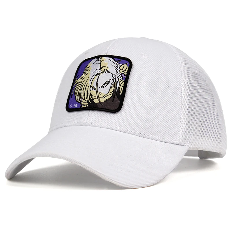 Goku сетчатая Кепка Dragon Ball Z Snapback BULMA хлопковая C-18 Saiyan бейсболка для мужчин и женщин хип-хоп кепка для водителя грузовика летняя Прямая поставка