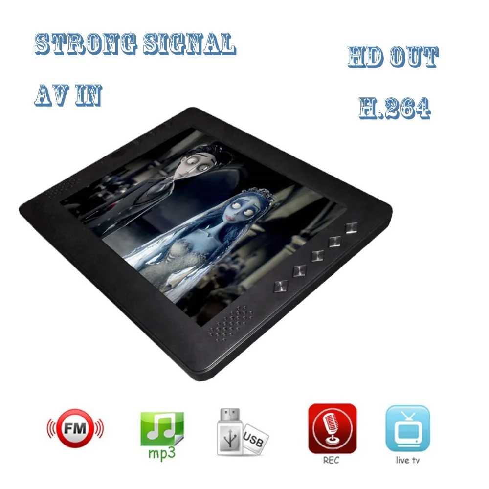 

Factory price! DVB T2 in one TV ! 9 inch rechargeable battery H.264 USB HD out multi-language OEM mini digital portable tv!