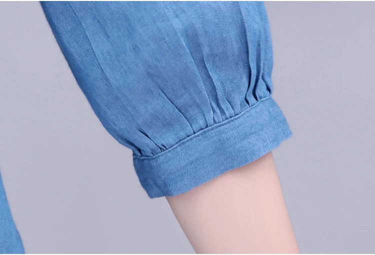 Летнее модное кружевное джинсовое лоскутное женское платье с круглым вырезом, тонкое женское мини платье с аппликацией размера плюс 5XL, корейский стиль D82006C