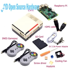 1set NES Case with Raspberry Pi 3 16G Card Fan 2pcs SNES Gamepad Power Adapter Heatsink