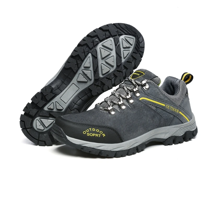 

Outdoor Camping Men Sneakers Adult Big Size Climbing Hiking Shoes New Suede Leather Non Slip Sports Boots Tourism Trekking Plus