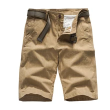 Хлопковые мужские шорты кэжуал эластичный пояс с принтом модные пляжные шорты тонкие дышащие бермуды тонкие шорты цвета хаки
