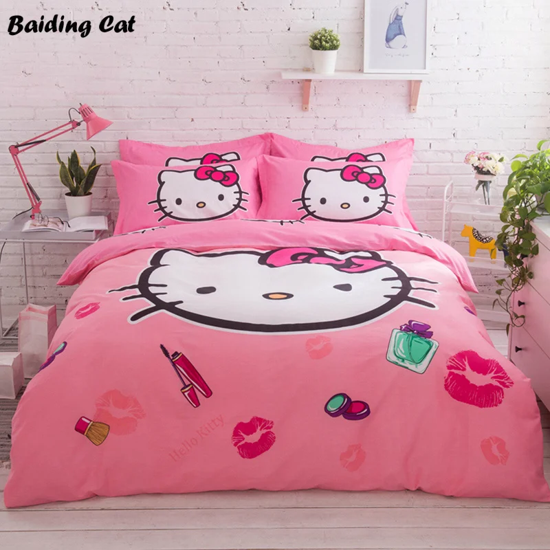 

Cartoon Hello Kitty Bedding Set Stitch Pikachu Doraemon Printed Bed Linen for Kids Gift Include Duvet Cover Bed Sheet Pillowcase