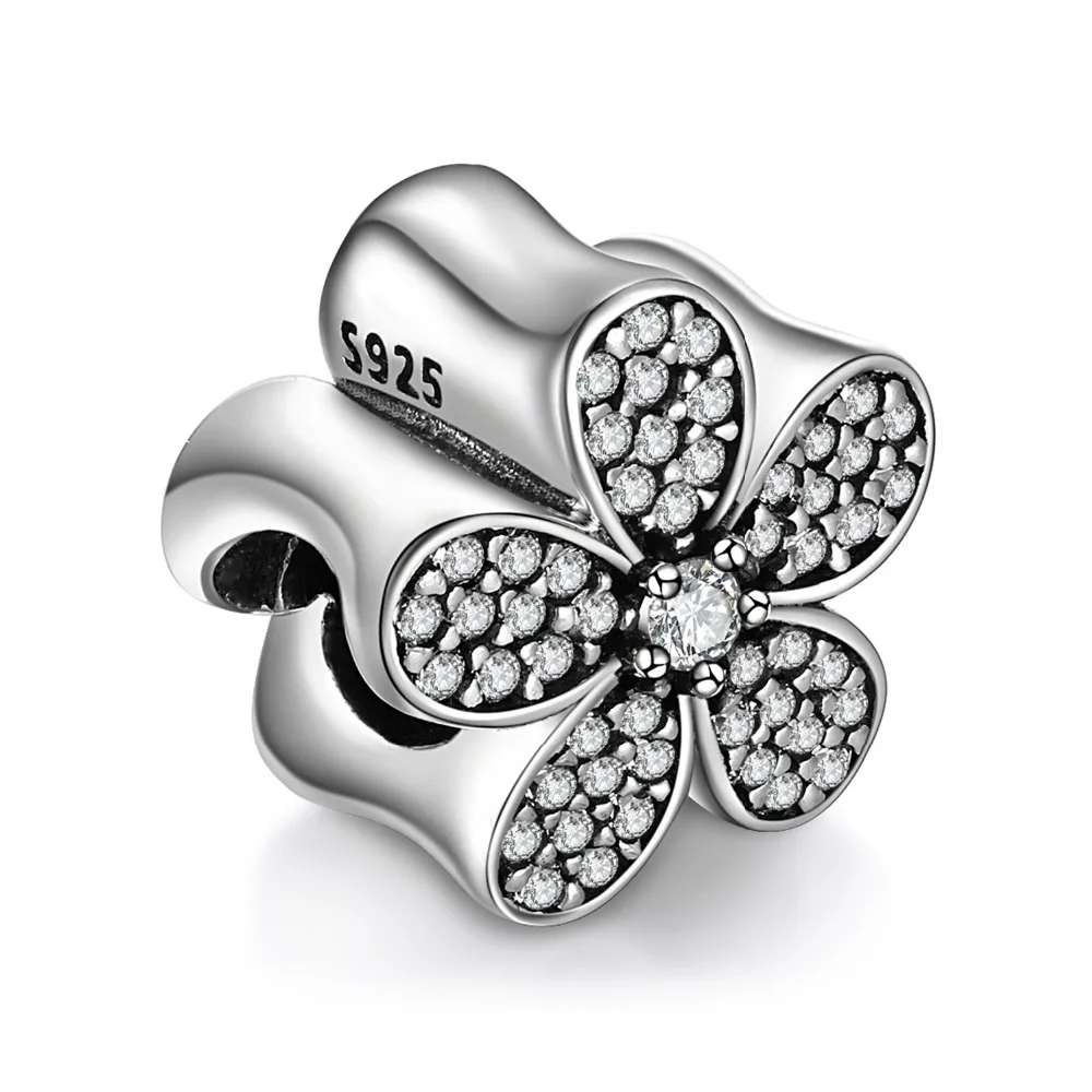 Jewelrypalace 925 пробы серебро мерцающий цветок кубического циркония Муранское Стекло