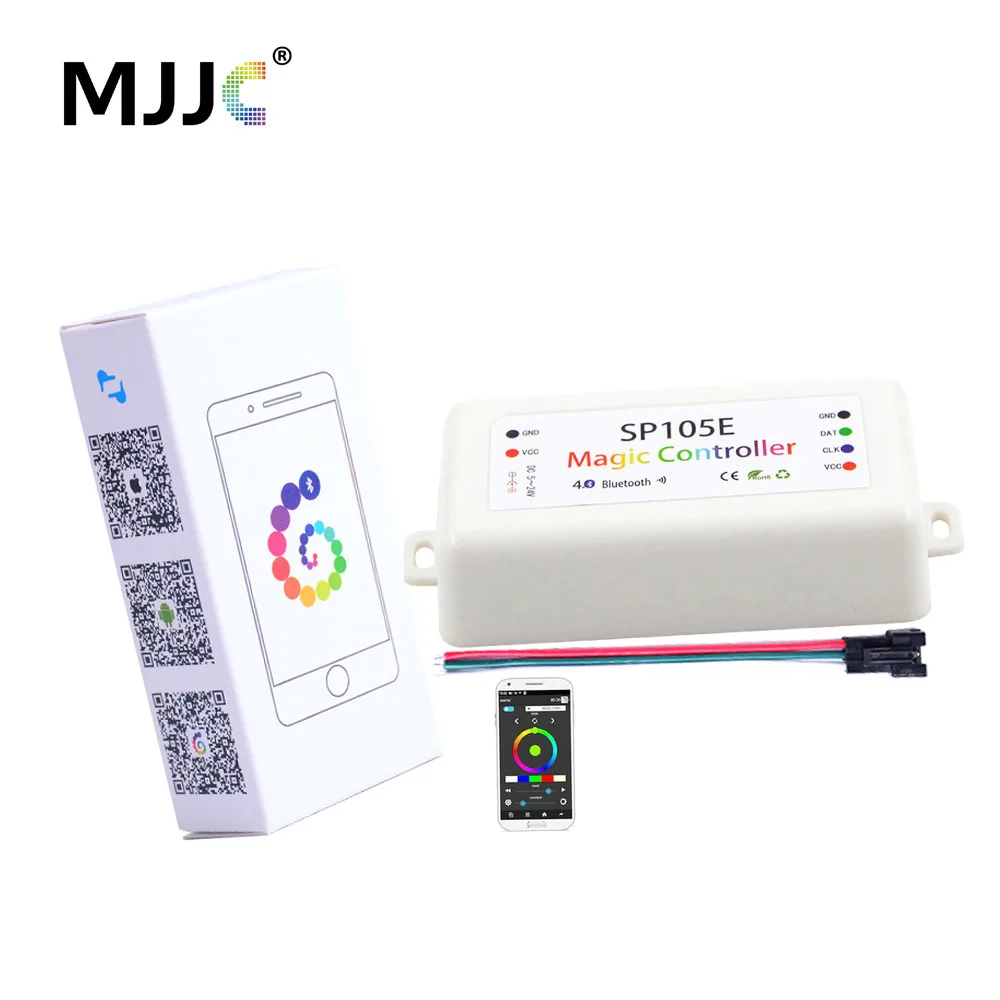 

MJJC Bluetooth LED Pixel Controller 5V 12V 24V WS2811 WS2812 WS2812B 6803 IC 200 Modes 2048 Pixels SP105E Magic Controller